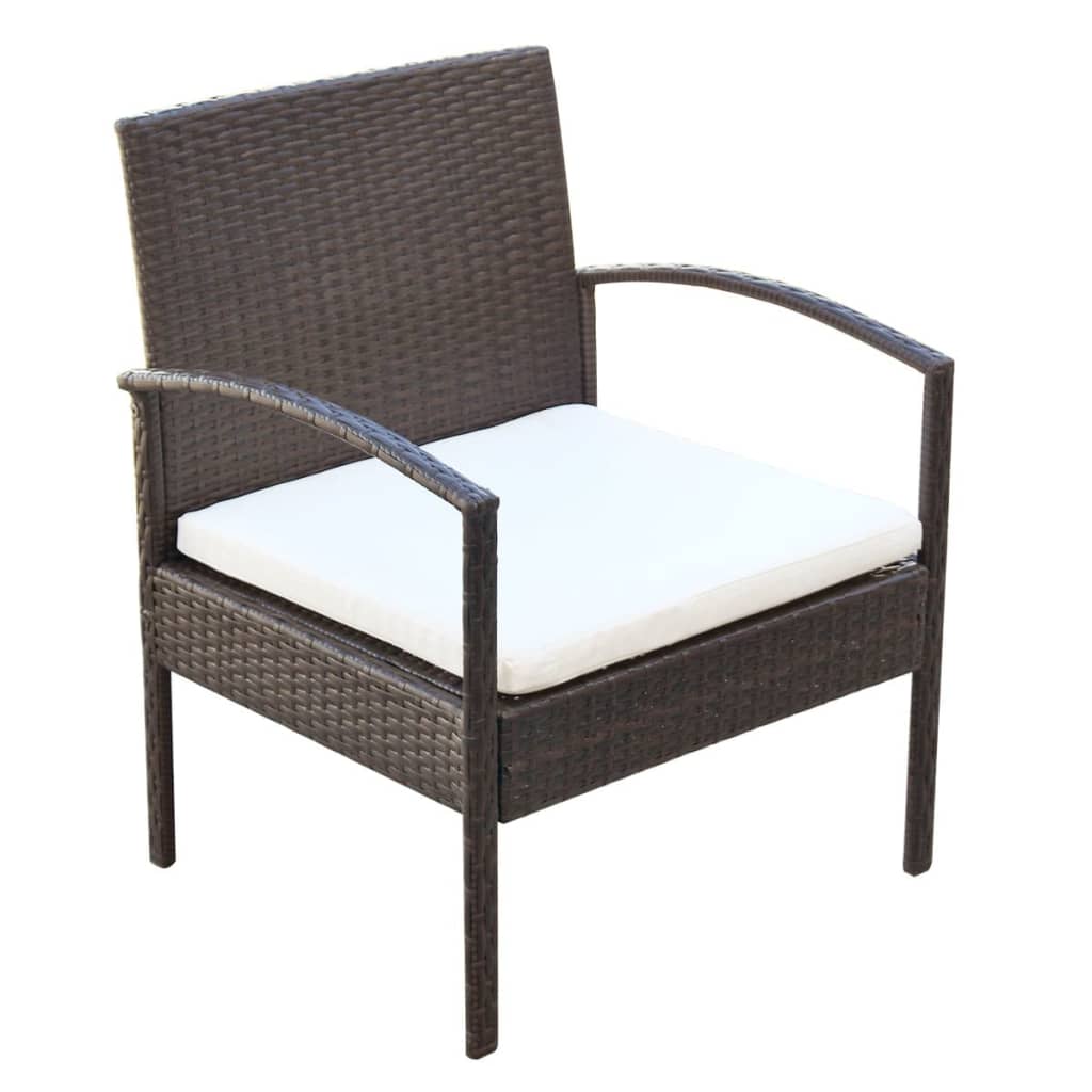 Salon de jardin meuble d'extérieur ensemble de mobilier 4 pièces avec coussins résine tressée marron