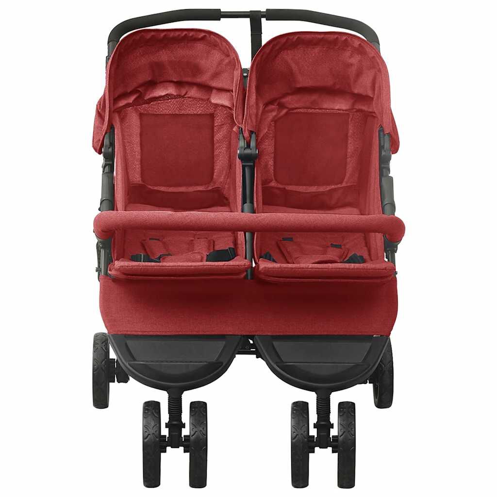 vidaXL Tweelingkinderwagen Rood Staal