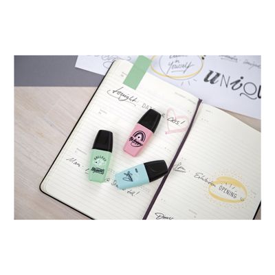 STABILO BOSS MINI Pastellove 2.0 - Pack de 3 surligneurs - gris poudré, mauve givré, sorbet à l'abricot - encre à l'eau - 2-5 mm