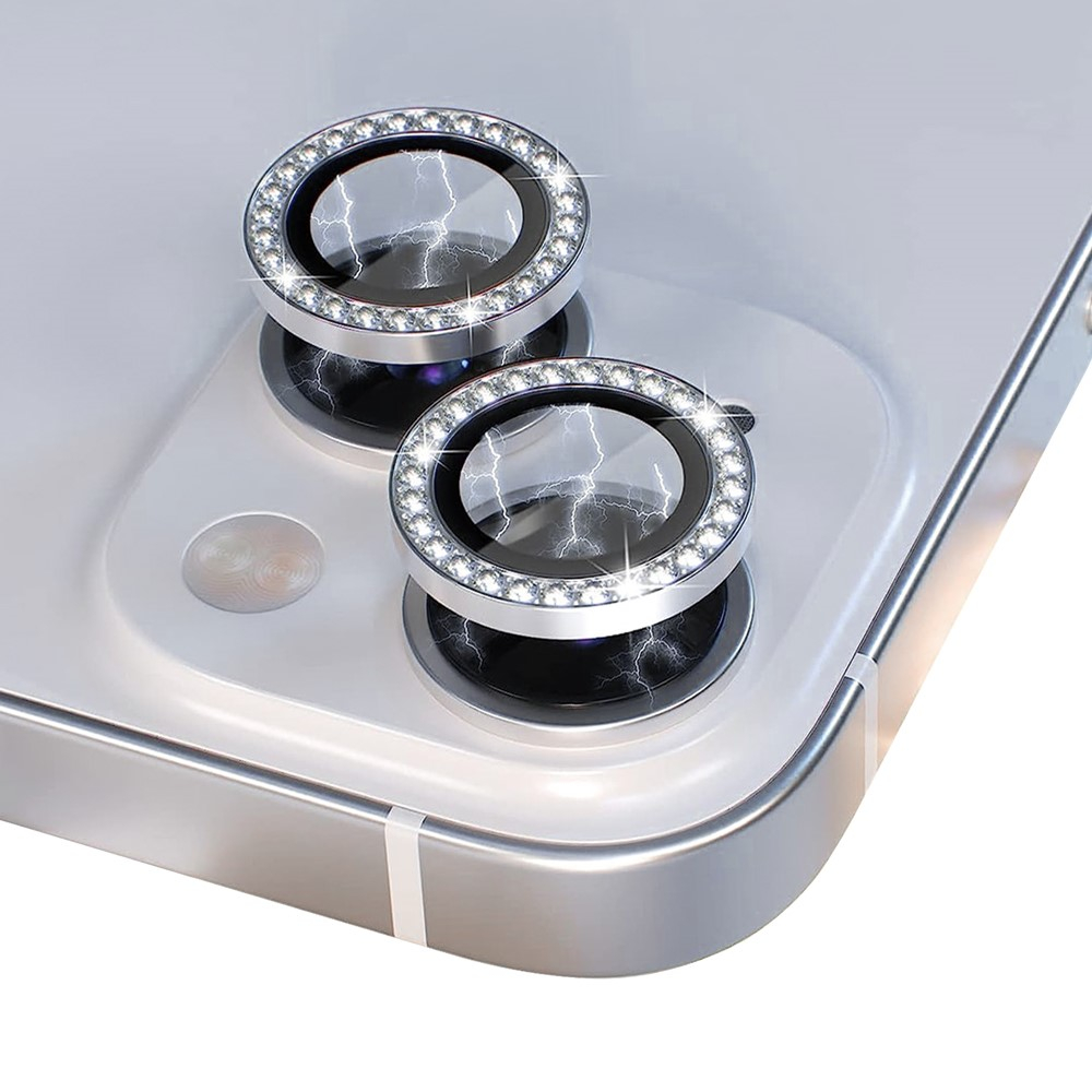 iPhone 14 / iPhone 14 Plus Kameraschutz Objektiv Ring Protector Glitzer Abdeckung - Silber