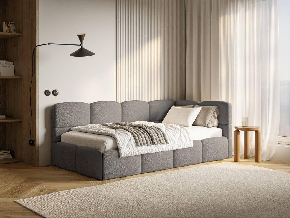 NADUVI Collection Jeugdbed Chloe rechts bouclé 90x200 met opbergruimte
