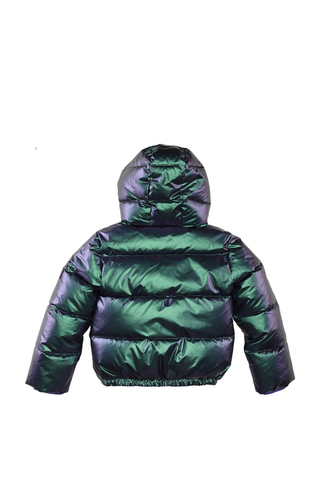 Z8 kids gewatteerde winterjas Melita metallic look groen/paars