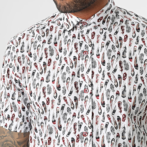 Chemise Manches Courtes Blanc Gris Bordeaux