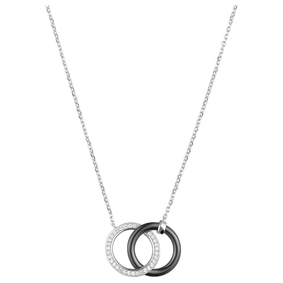 Collier mono-motif en Argent 925 millièmes et céramique - blanc brillant