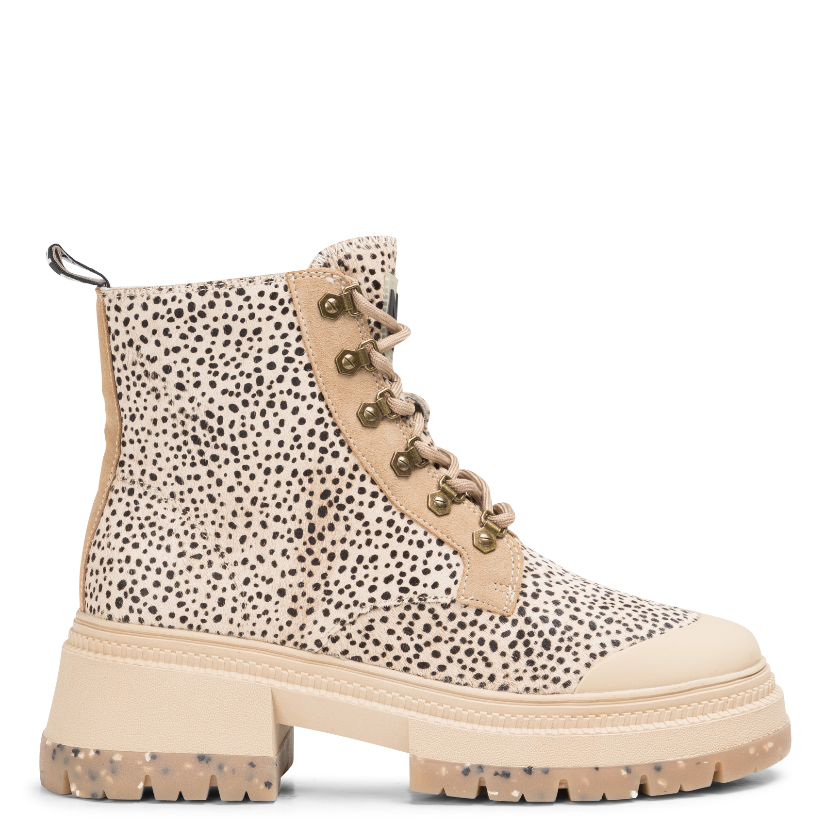 Bottines à lacets en cuir imprimé | Beige