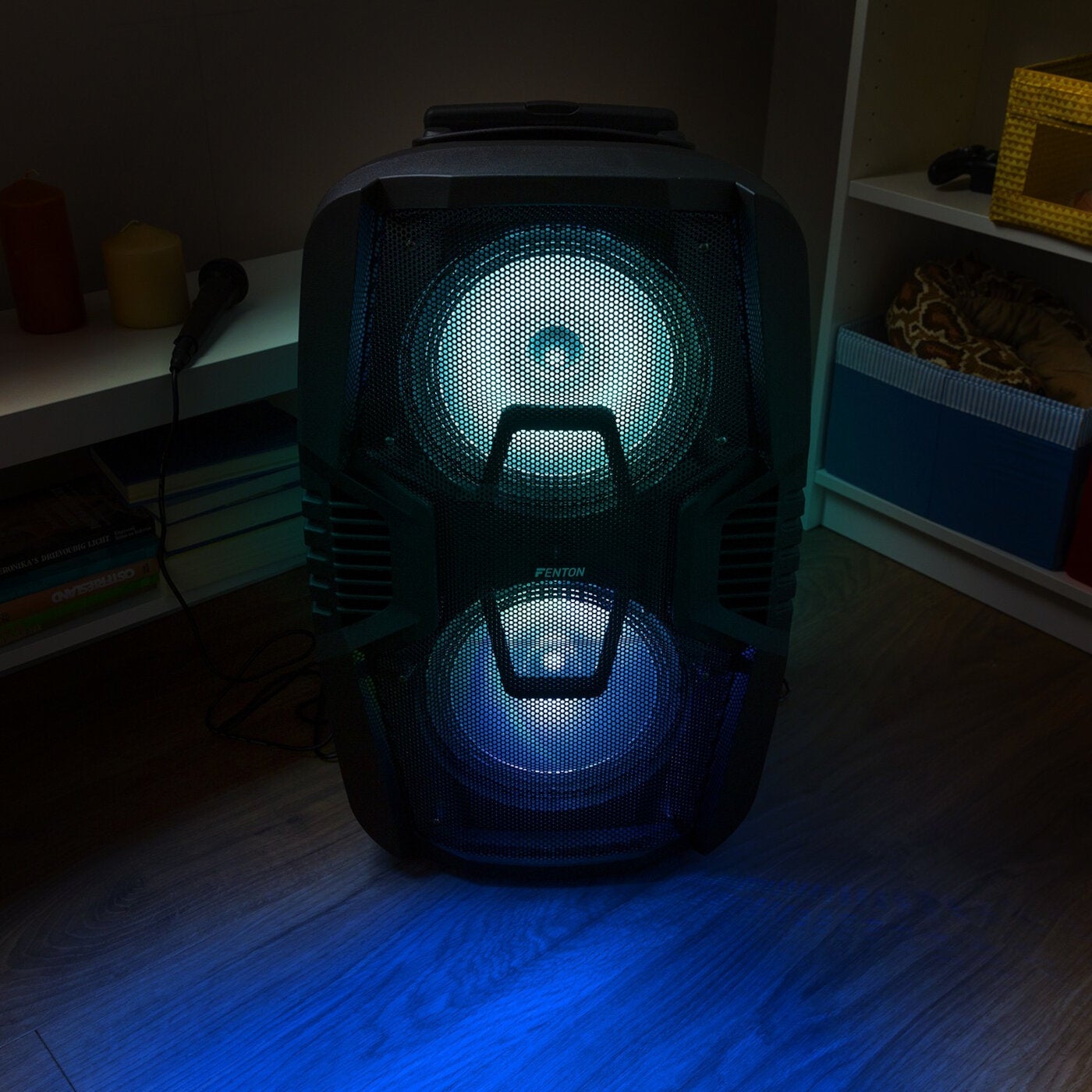Fenton FT210LED mobiele party speaker met microfoon 2x 10 inch