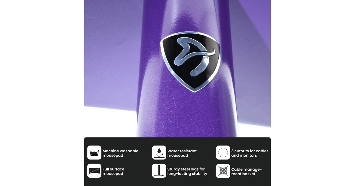 ArozziArena Medium Gaming Desk - Purple  (Paars)