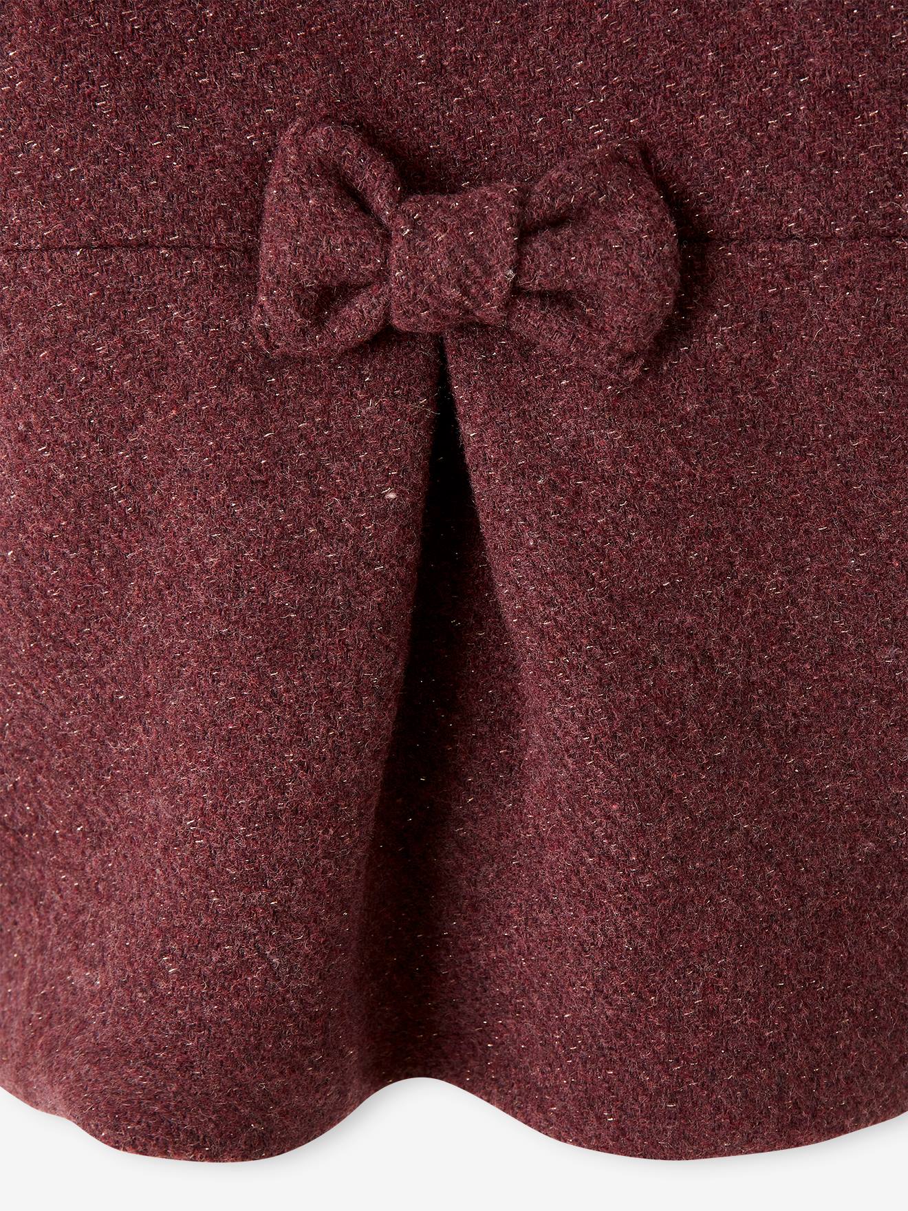 Casaco de lã lilás escuro liso para meninas