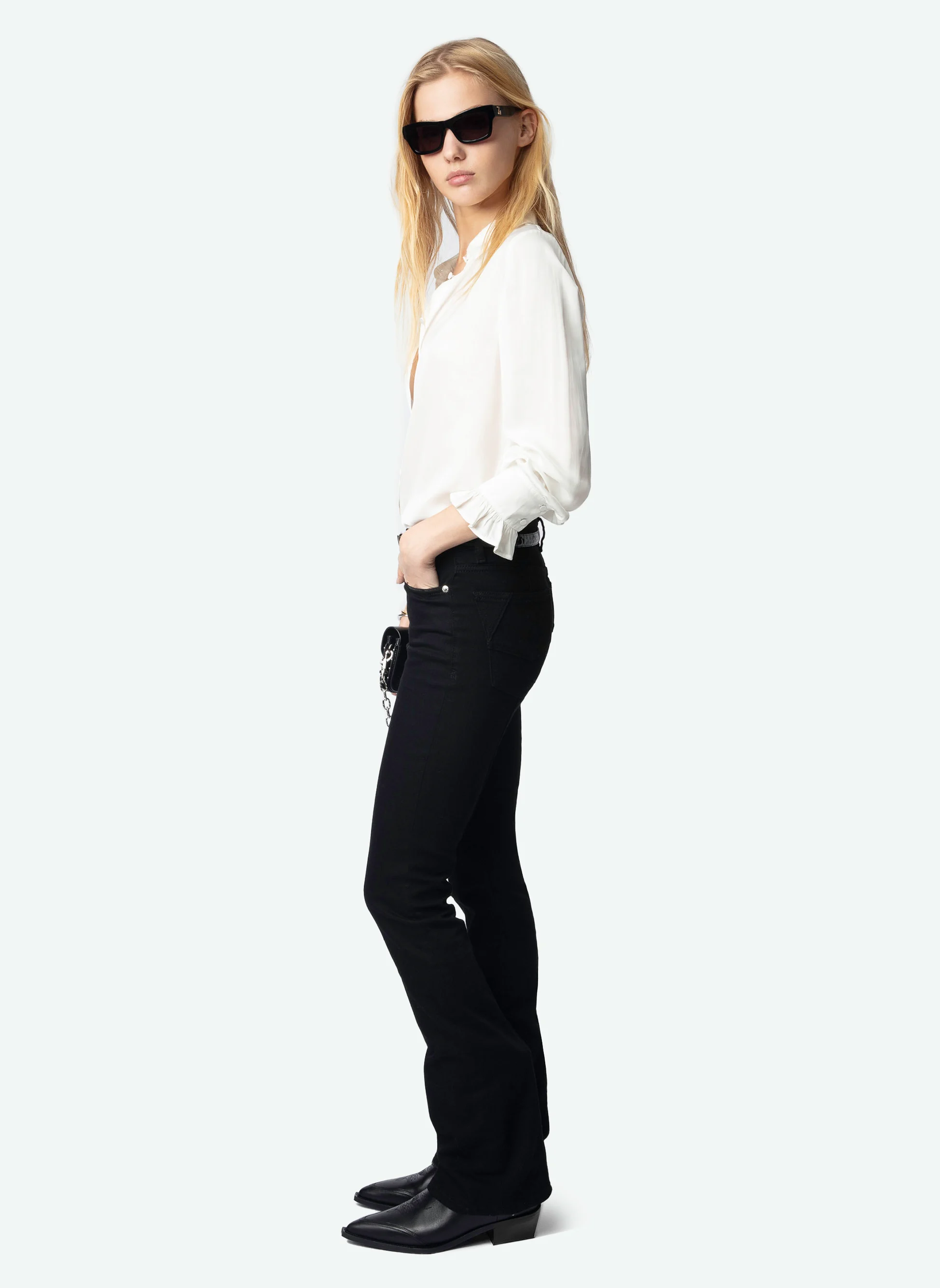 THELY - Chemise droite satinée| Blanc
