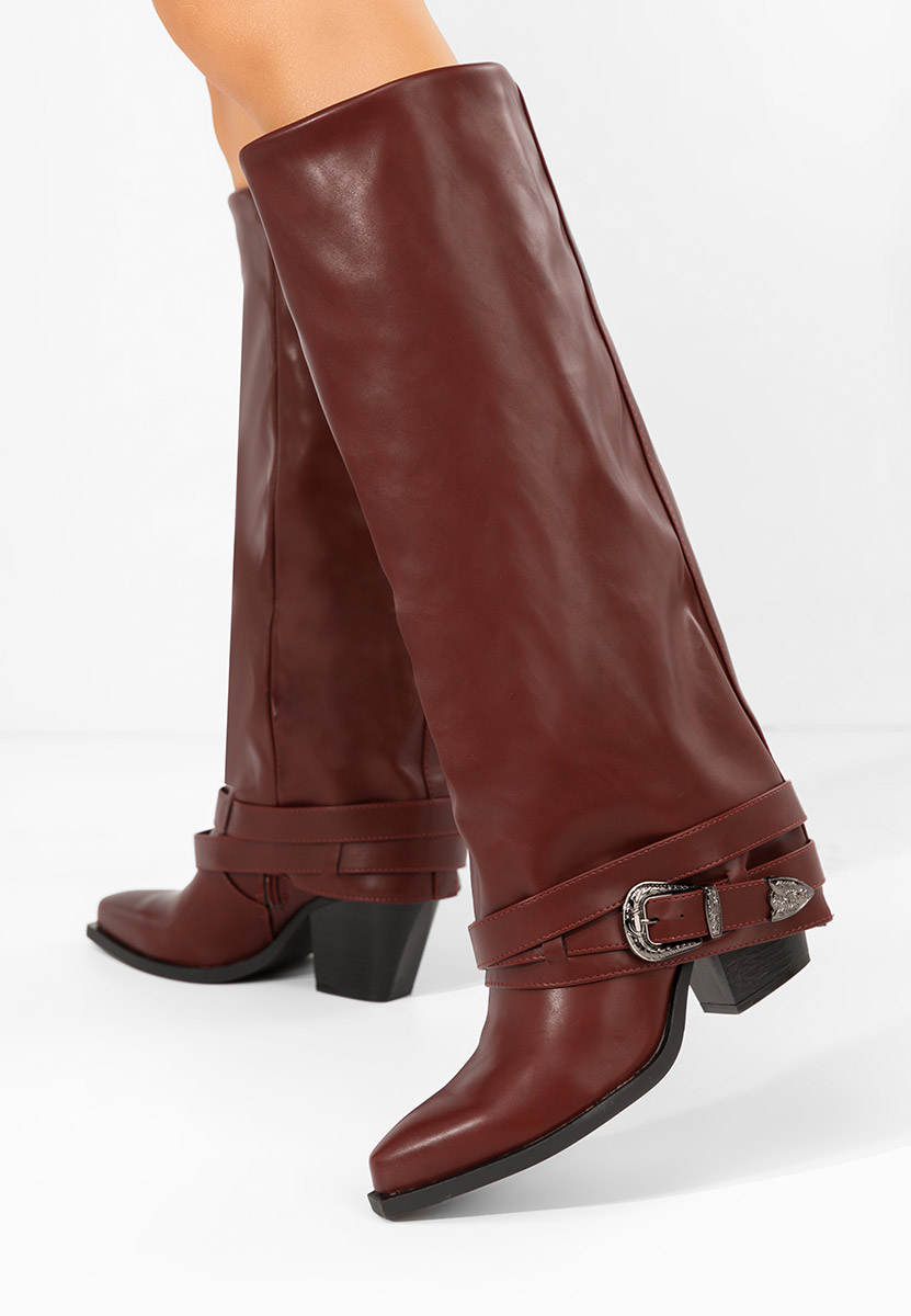Bottes à talon carré bordeaux Bretia bordo