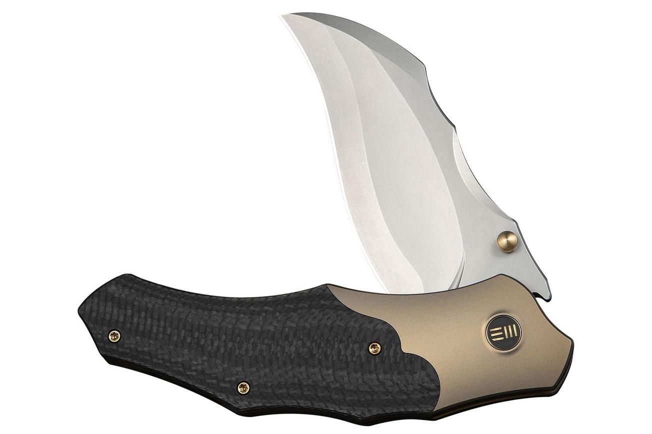 WE Knife Orc Boss WE24042-2 Stonewashed CPM 20CV, Champagne Titanium Twill Carbon Inlay, zakmes, Grant Chambers design