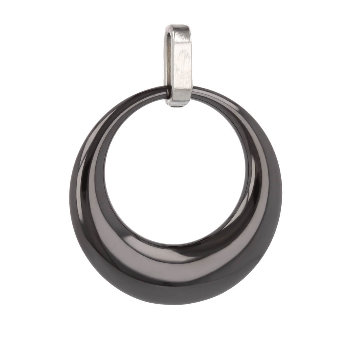 Pendentif Acier inoxydable 316L forme de cercle en Céramique Noir