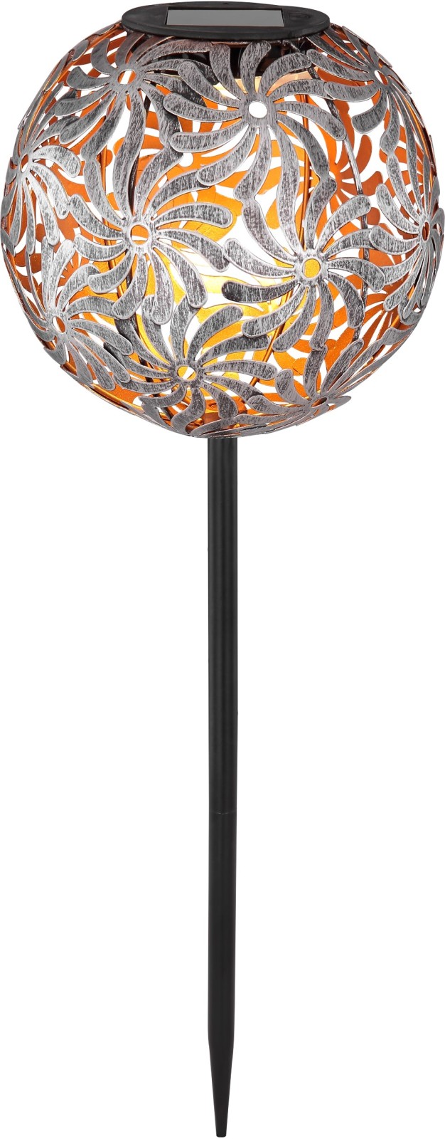LED-Solarleuchte - silber-grau antik - 54 cm hoch