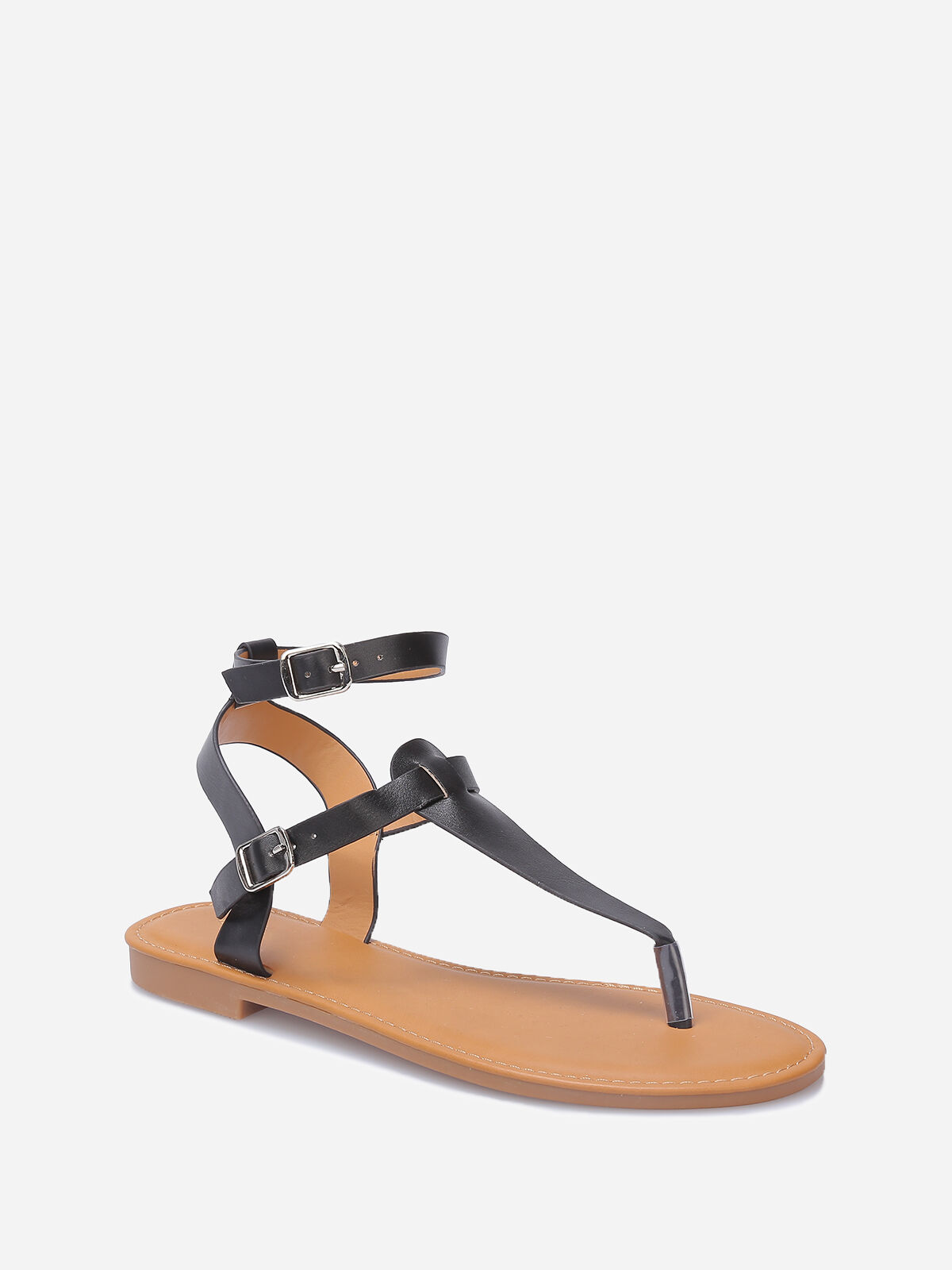 Nu-pieds à brides en simili- Noir