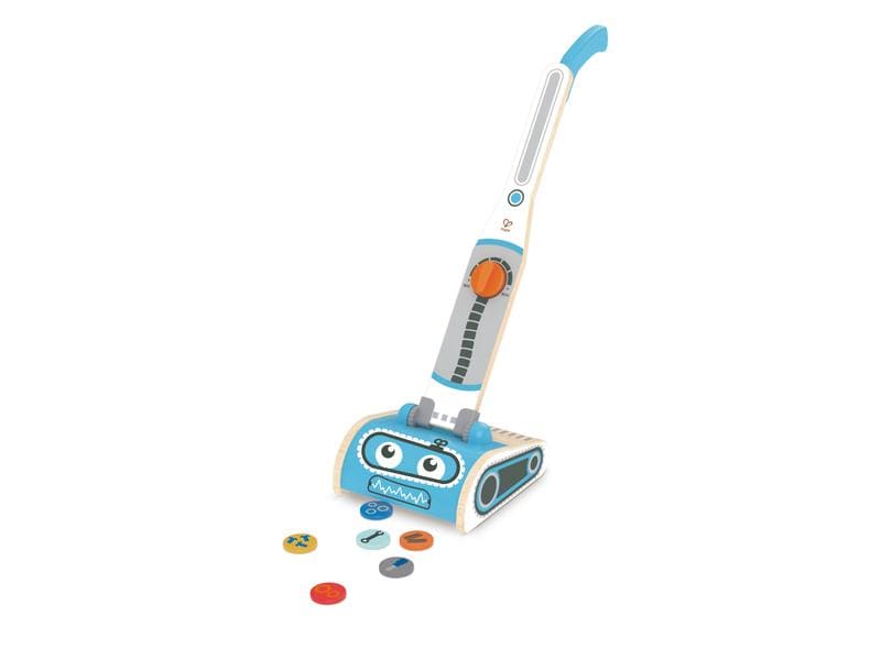 Hape Spiel-Haushaltsgerät Robot Vacuum Staubsauger Spielzeug-Staubsauger mit fröhlichem Robotergesicht