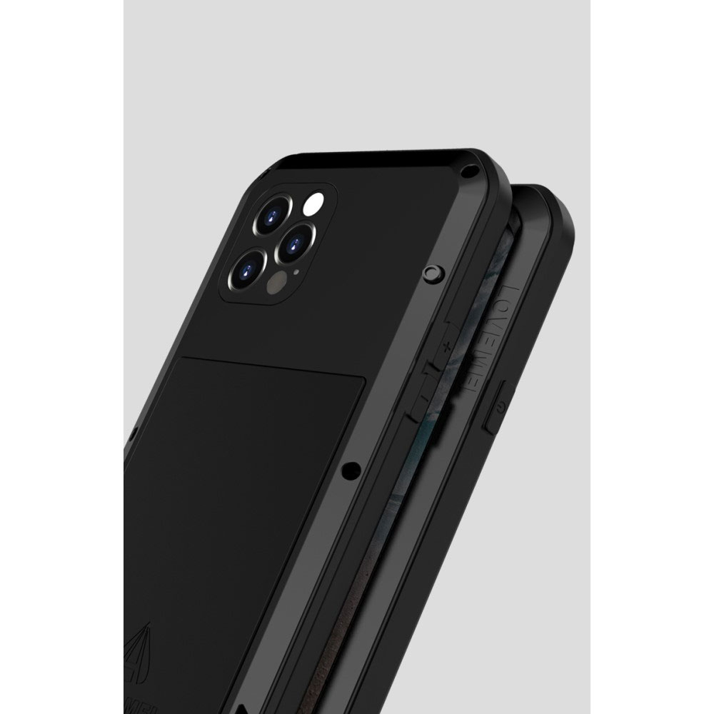 iPhone 12 / iPhone 12 Pro Silikon Metall Outdoor Case   Panzerfolie - Silber