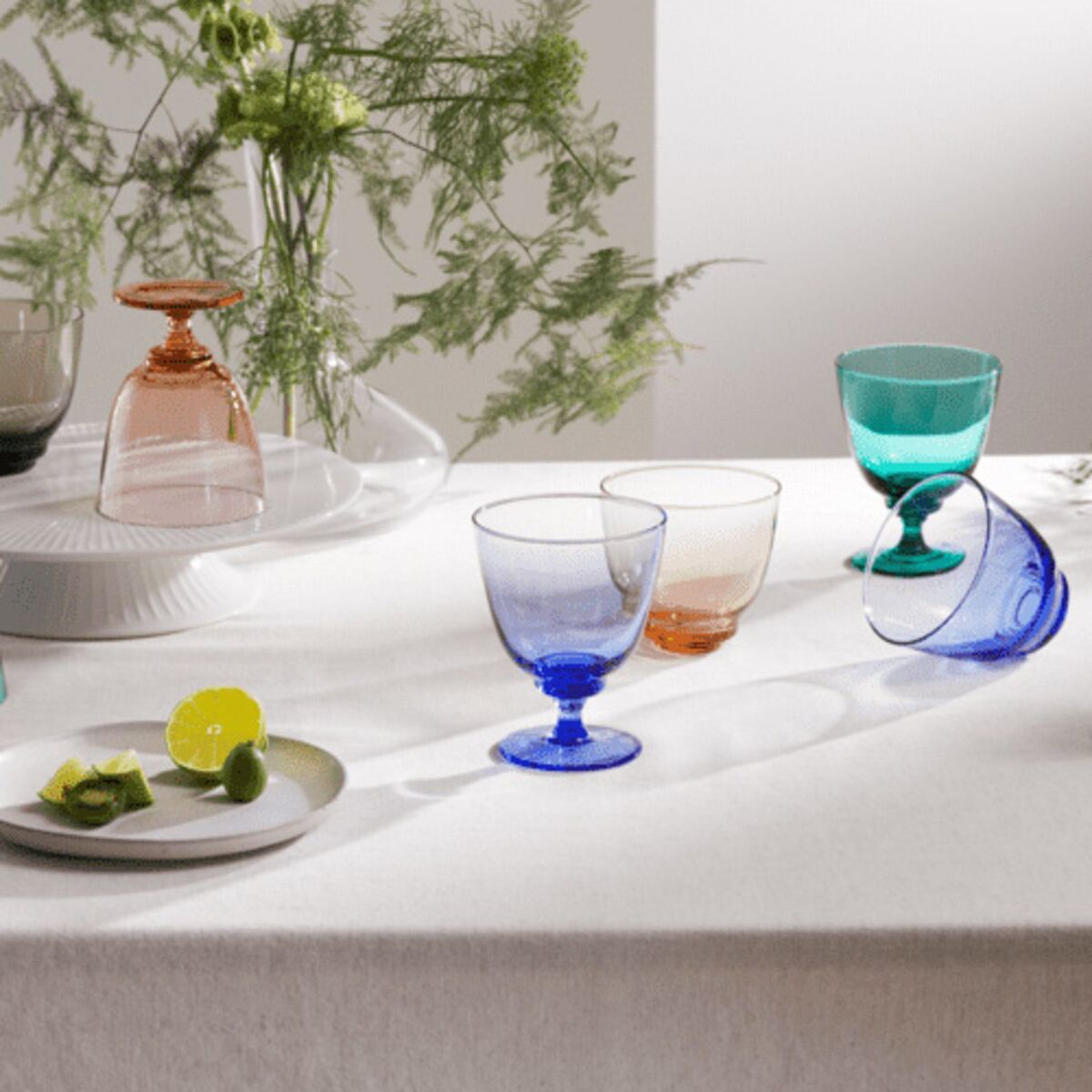 Flow glass på fot 35 cl, mørkeblått