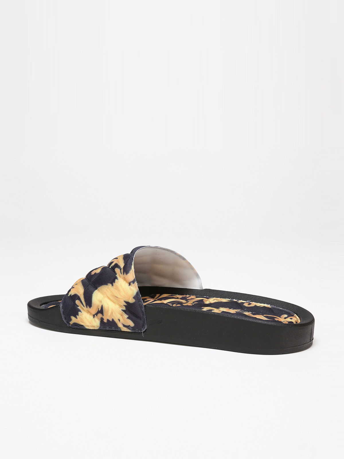 Mules matelassées à imprimé baroque- Noir