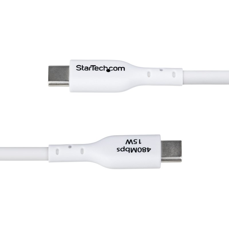 StarTech.com Câble de Charge USB-A vers USB-C de 3m, Charge et Synchronisation, 3A, USB 2.0, Gaine TPE - Cordon de Charge USB Blanc
