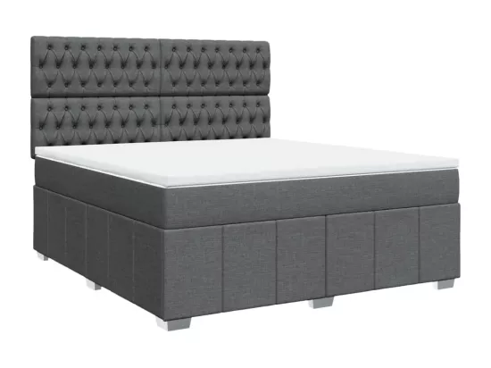 Sommier à lattes de lit avec matelas Gris foncé 180x200cm Tissu