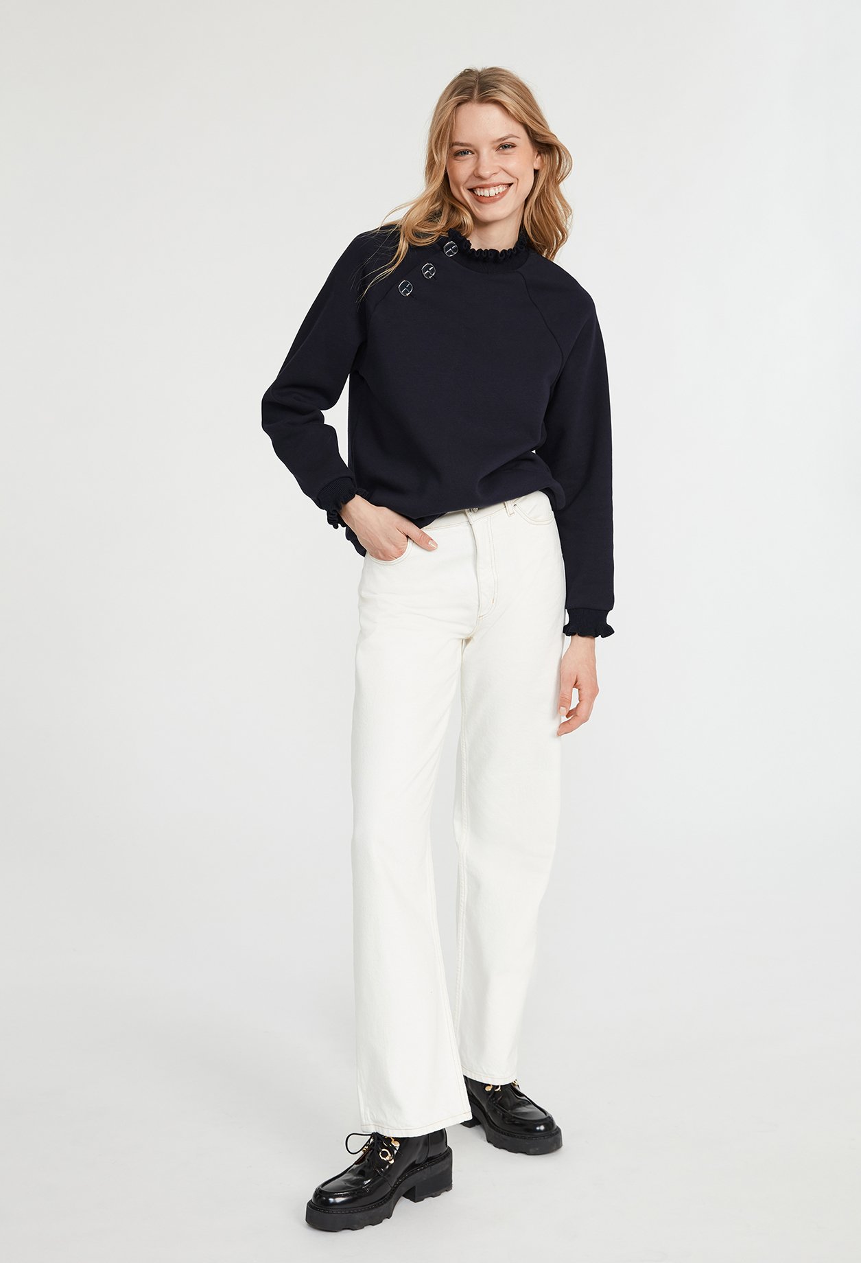 Sweatshirt &agrave; col volante