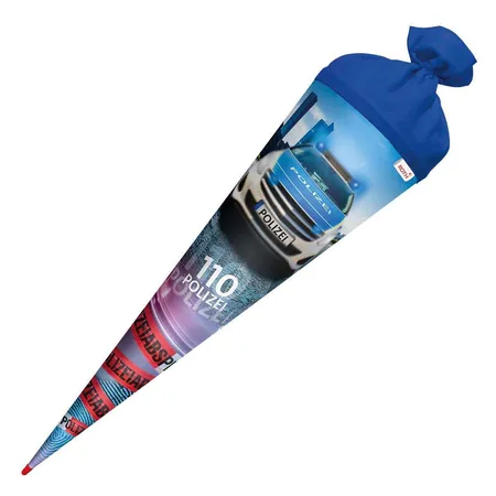 Roth Motiv-Schultüte, Polizei 110, 70cm, rund, Rot(h)-Spitze, Filzverschluss