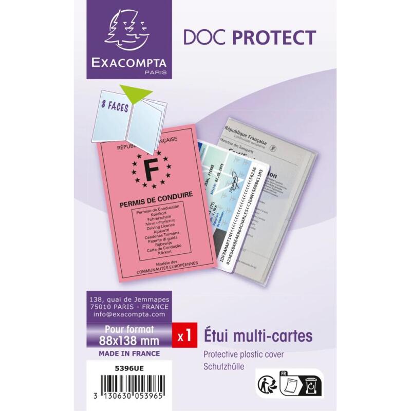 Etui de protection multi-cartes 4 volets PVC lisse 20/100e - Cristal