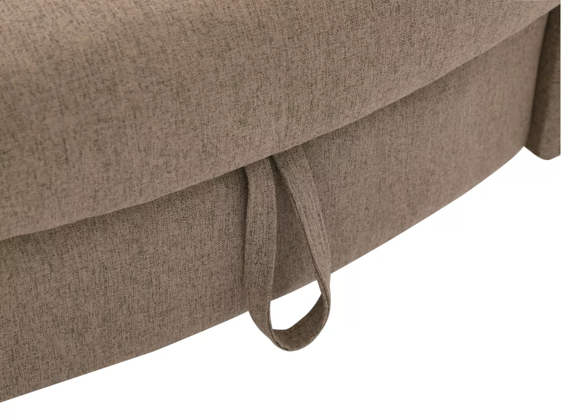 Méridienne droite convertible en tissu marron avec coffre de rangement PENELOPE