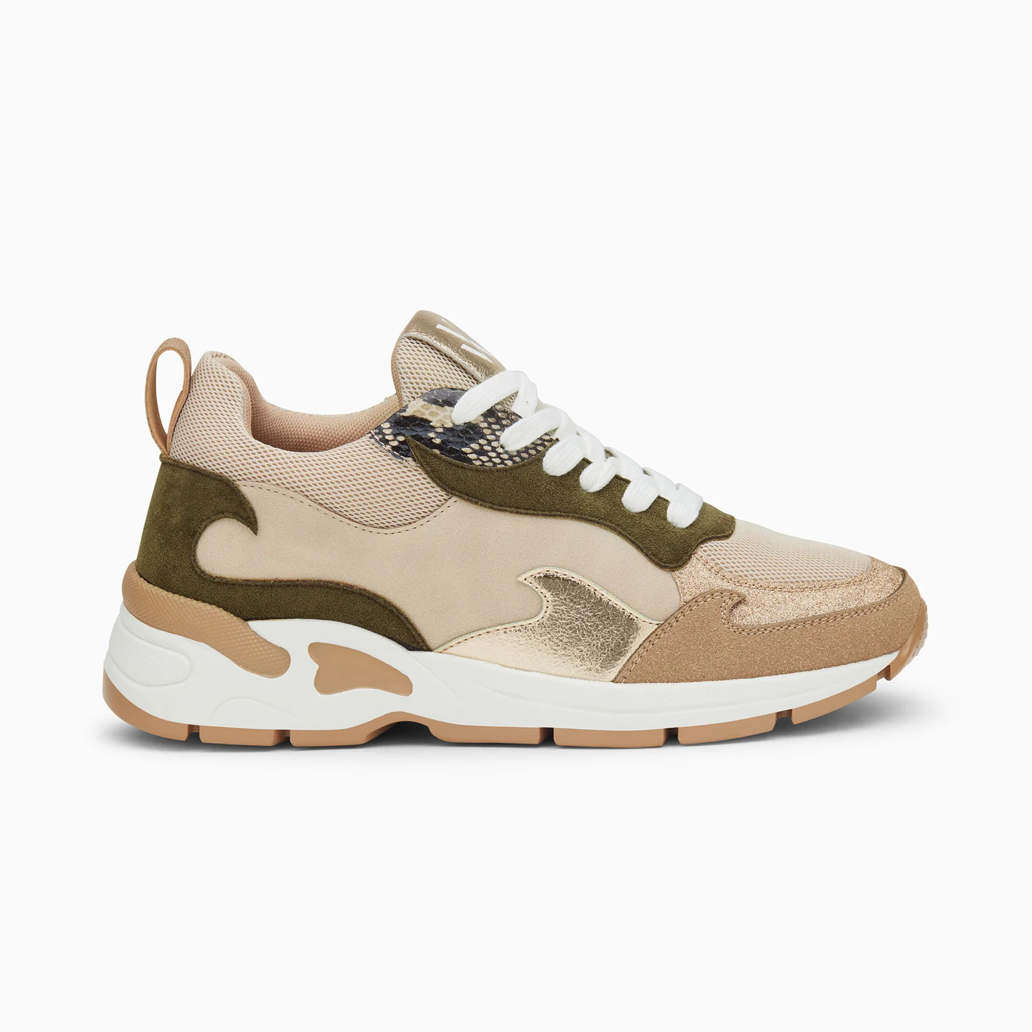 Sneakers-Baskets flamme Arya beige et kaki
