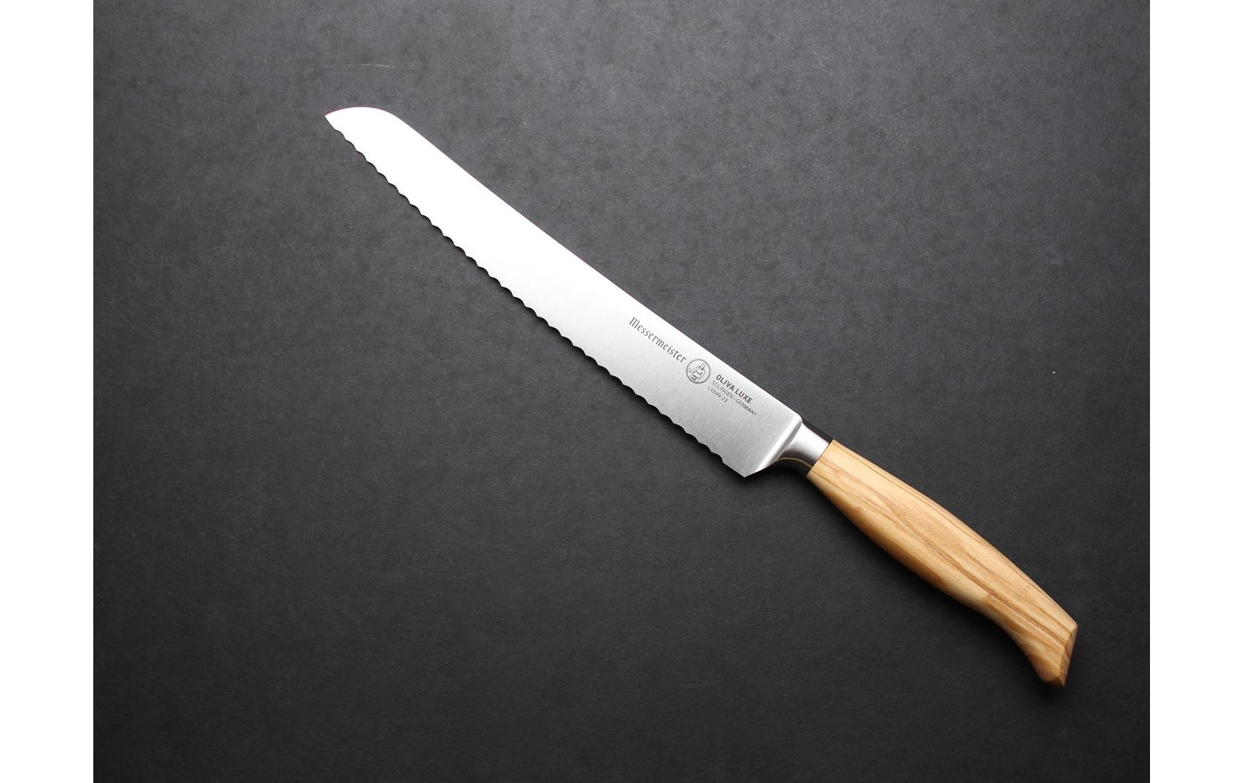 Brotmesser Oliva Luxe 23 cm, Nature/Silber<br>Brotschneidemesser
