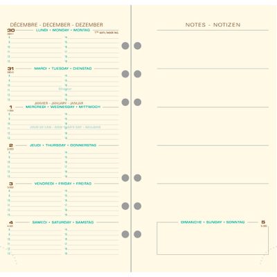 Exacompta Exatime 17 Pocket - Recharge pour organiseur - 1 semaine sur 2 pages - 9,8 x 17,2 cm