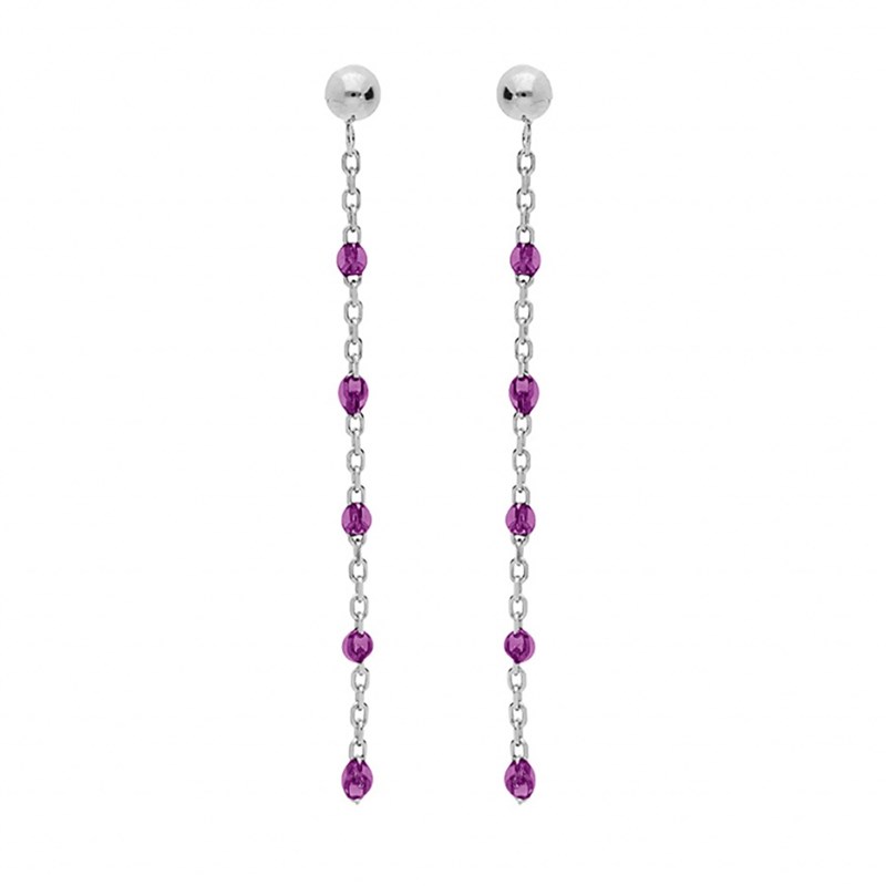 Boucles d'oreilles argent - Olives violettes
