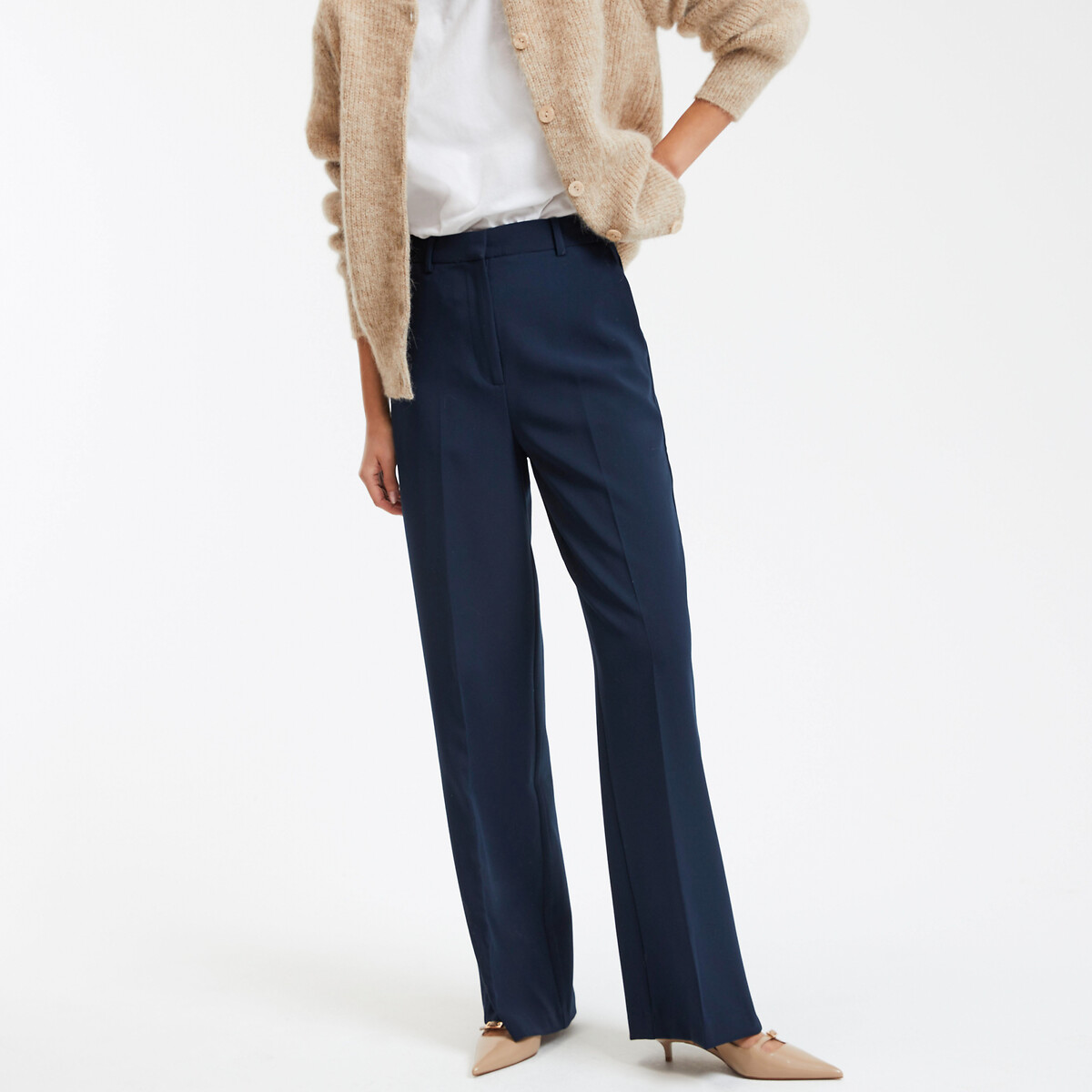 COLEÇÕES LA REDOUTE<br>Calças largas em poliviscose