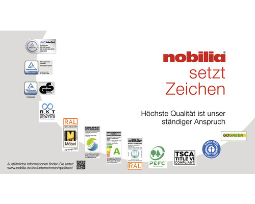 Nobilia Elements keukenblok zonder apparatuur Urban 300 cm alpinewit mat voorgemonteerde variant links 4004539053878