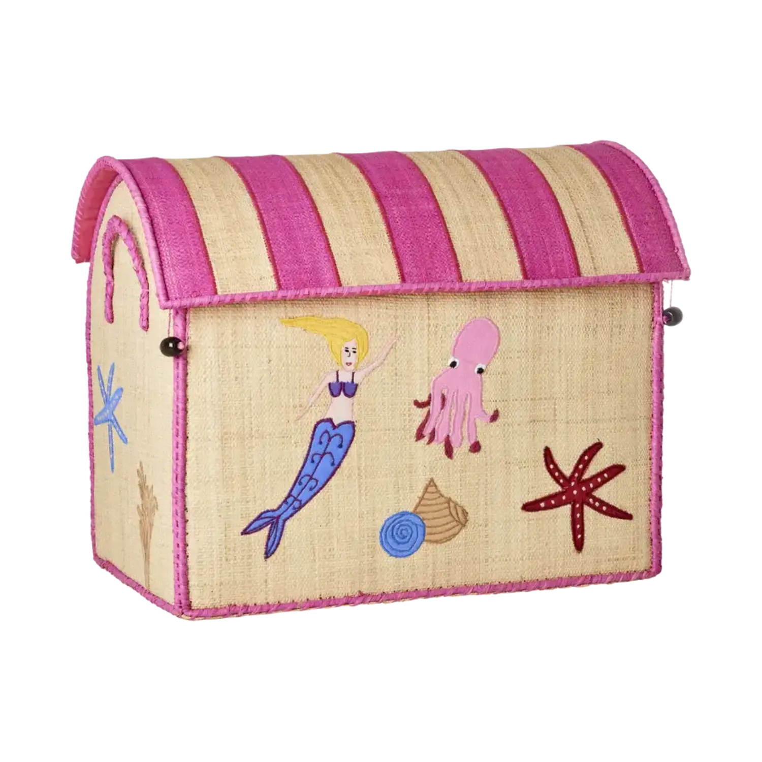 Rice | Middelgroot Raffia Opberghuis | Meerkleurig | Mermaid Theme
