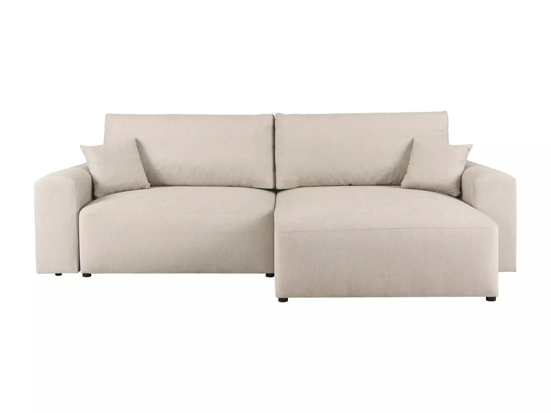 Canapé d'angle convertible et réversible en tissu beige ILANOR