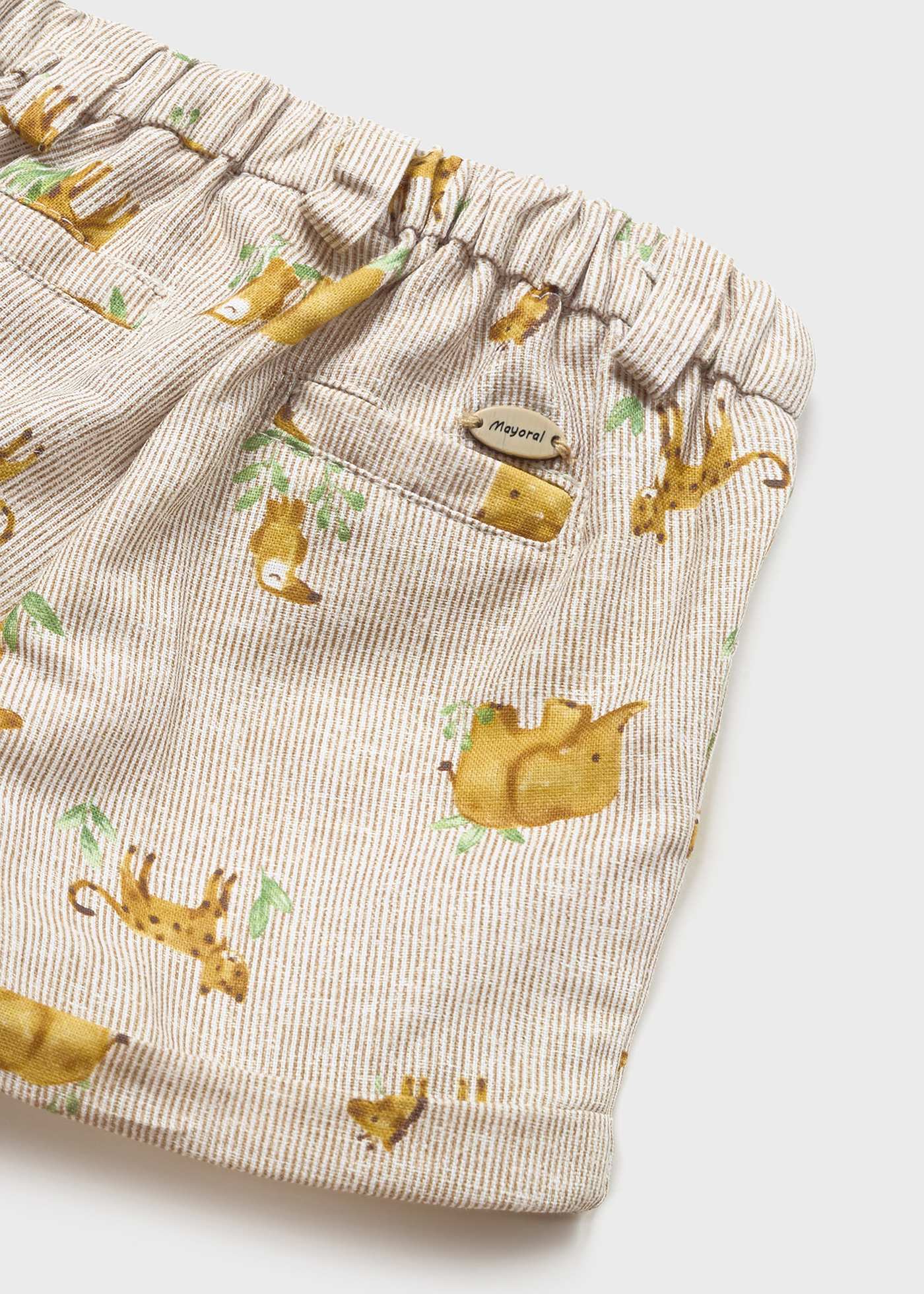 Bermudas com estampa de linho para recém-nascido