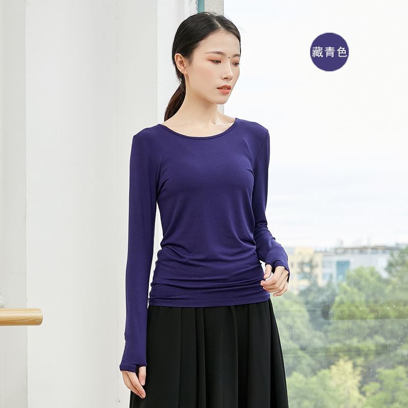 Cossita - Effen dans-T-shirt met lange mouwen en ronde hals
