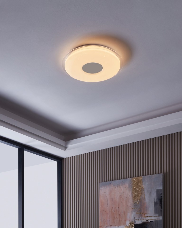EGLO - Totari-Z plafond krom og hvid m/krystaleffekt Ø56 - TW - Zigbee, Bluetooth