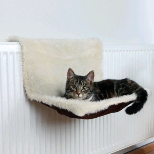 Cama de radiador cor creme para gatos