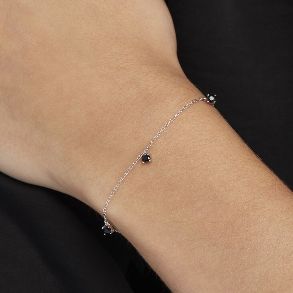 Bracelet Callias Argent Blanc Oxyde De Zirconium Noir