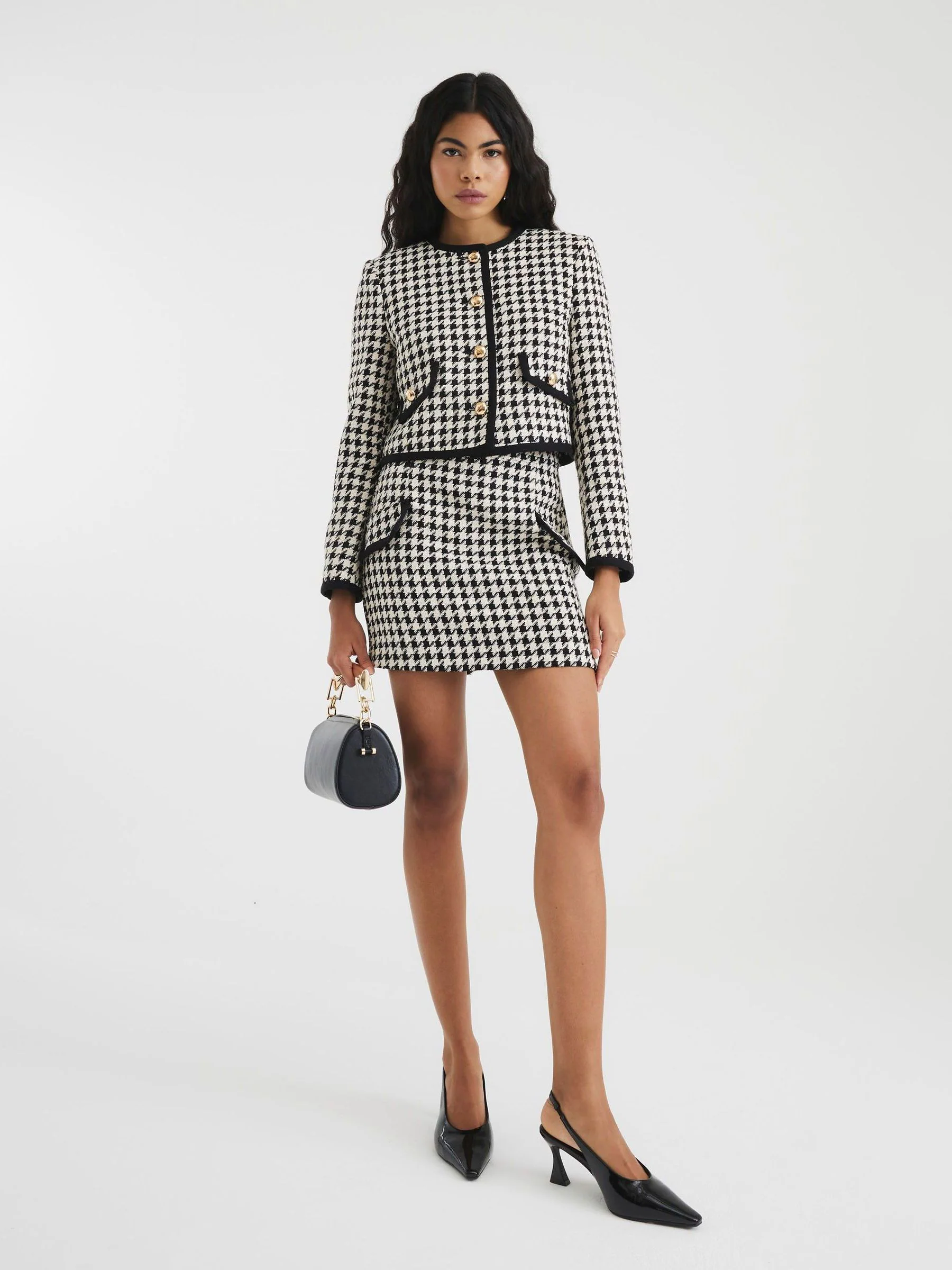 River Island Mono Boucle Mini Skirt