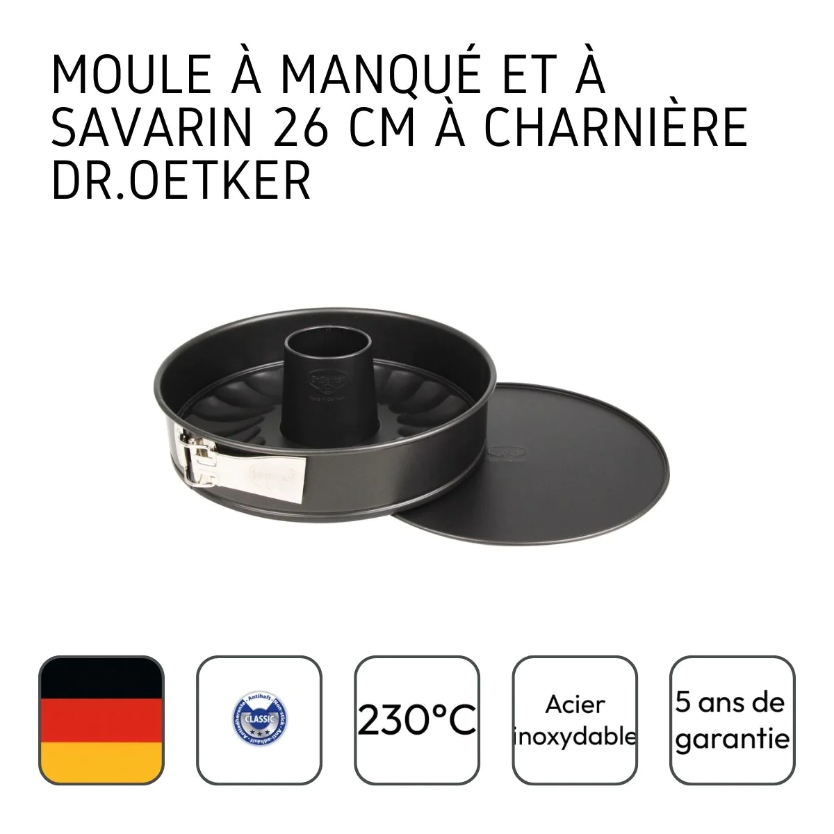 Moule à manqué et à savarin double fond 26 cm Tradition Dr. Oetker