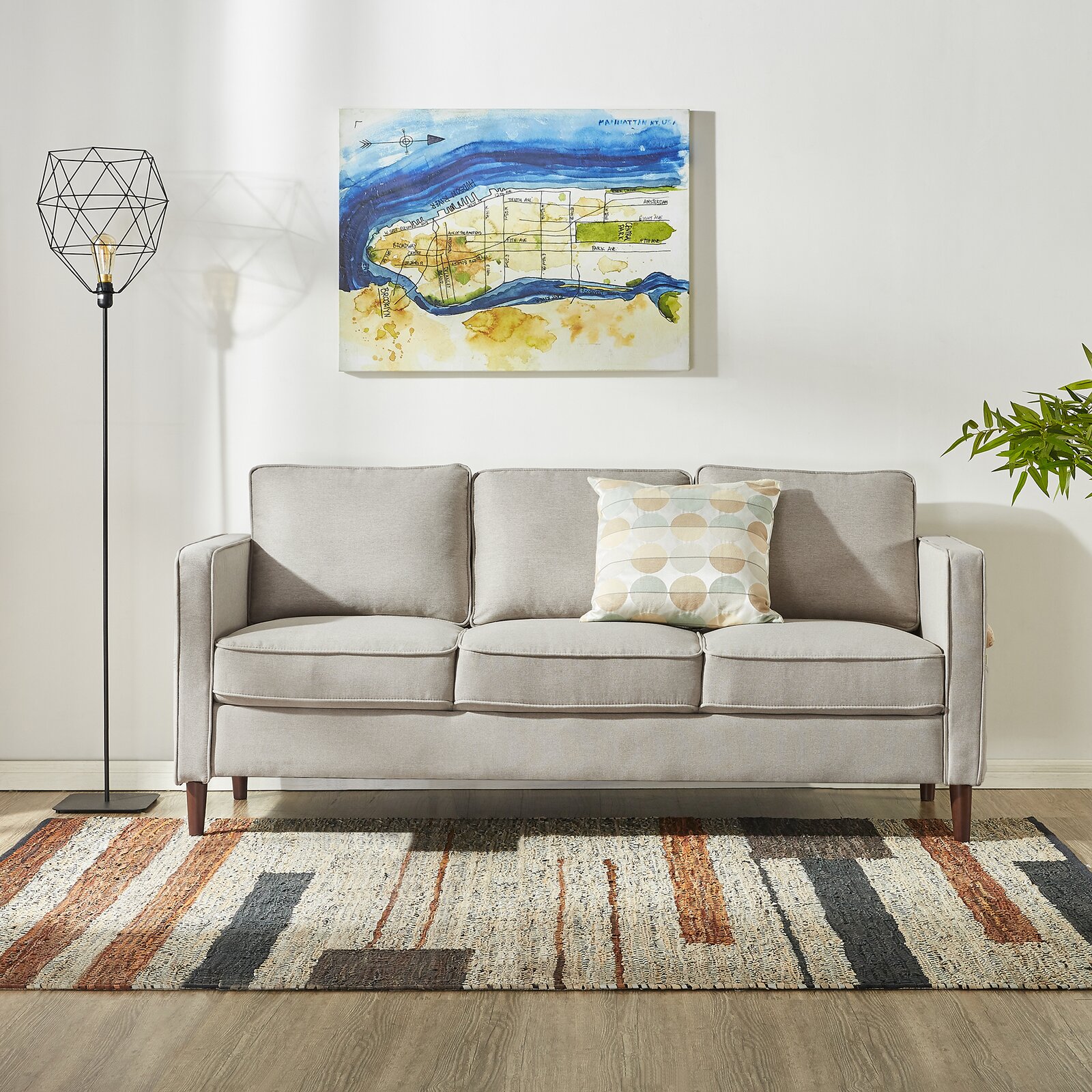 Hana 73&rdquo; Square Arm Sofa