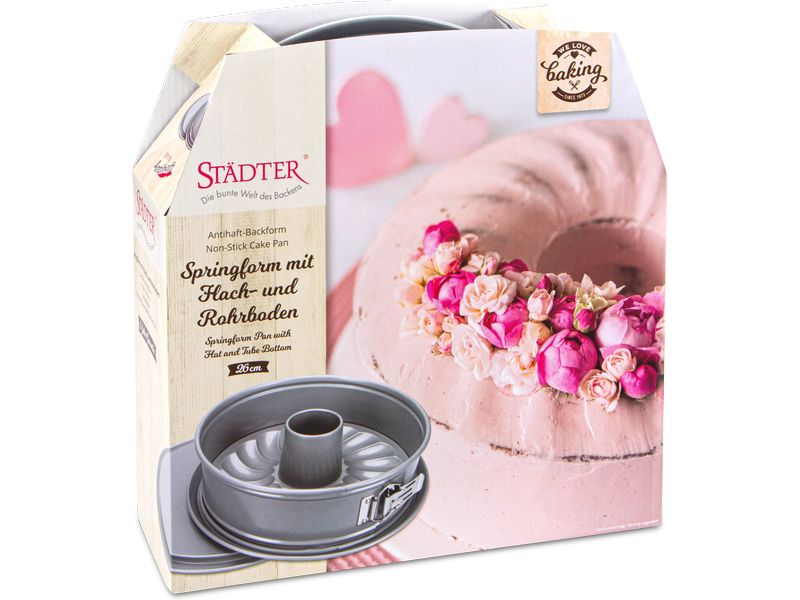 Städter Springform mit Flach.- und Rohrboden 26 cm Backform für Kuchen