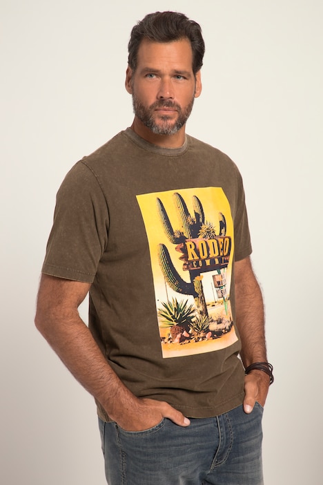 T-Shirt, Halbarm, Fotoprint, Vintage Look, Brustprint, Rundhals