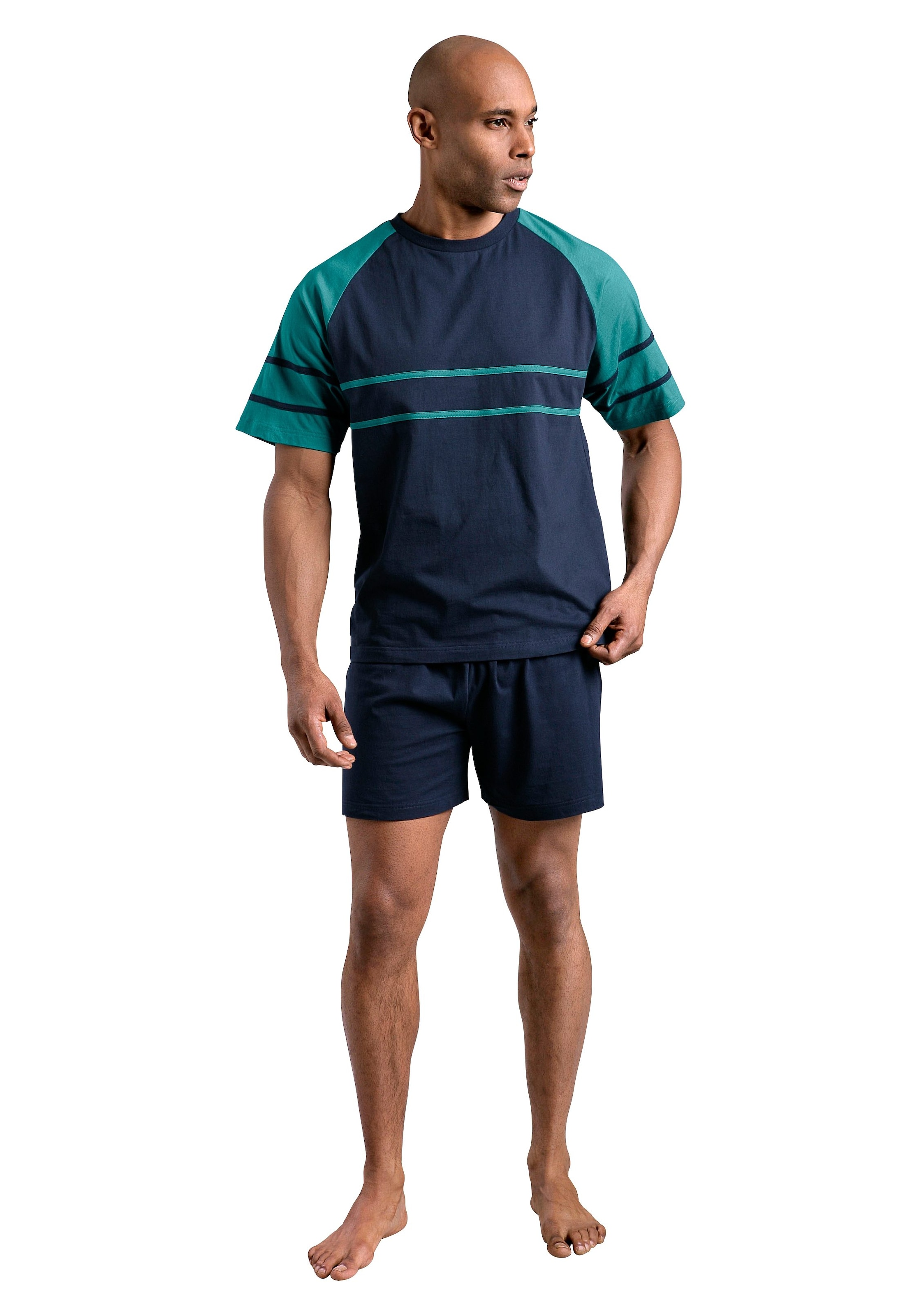 le jogger® Pyjama, 4 Stk. mit aufgesetzten Streifen