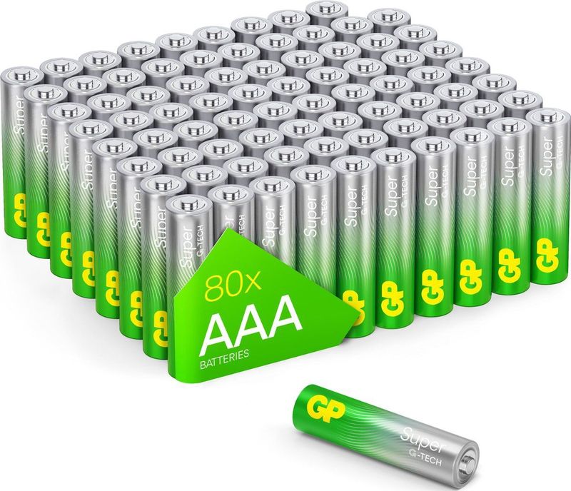 GP - AAA Micro Super Alkaline Batterijen - 1,5 V - 80 Stuks - G-TECH Technologie