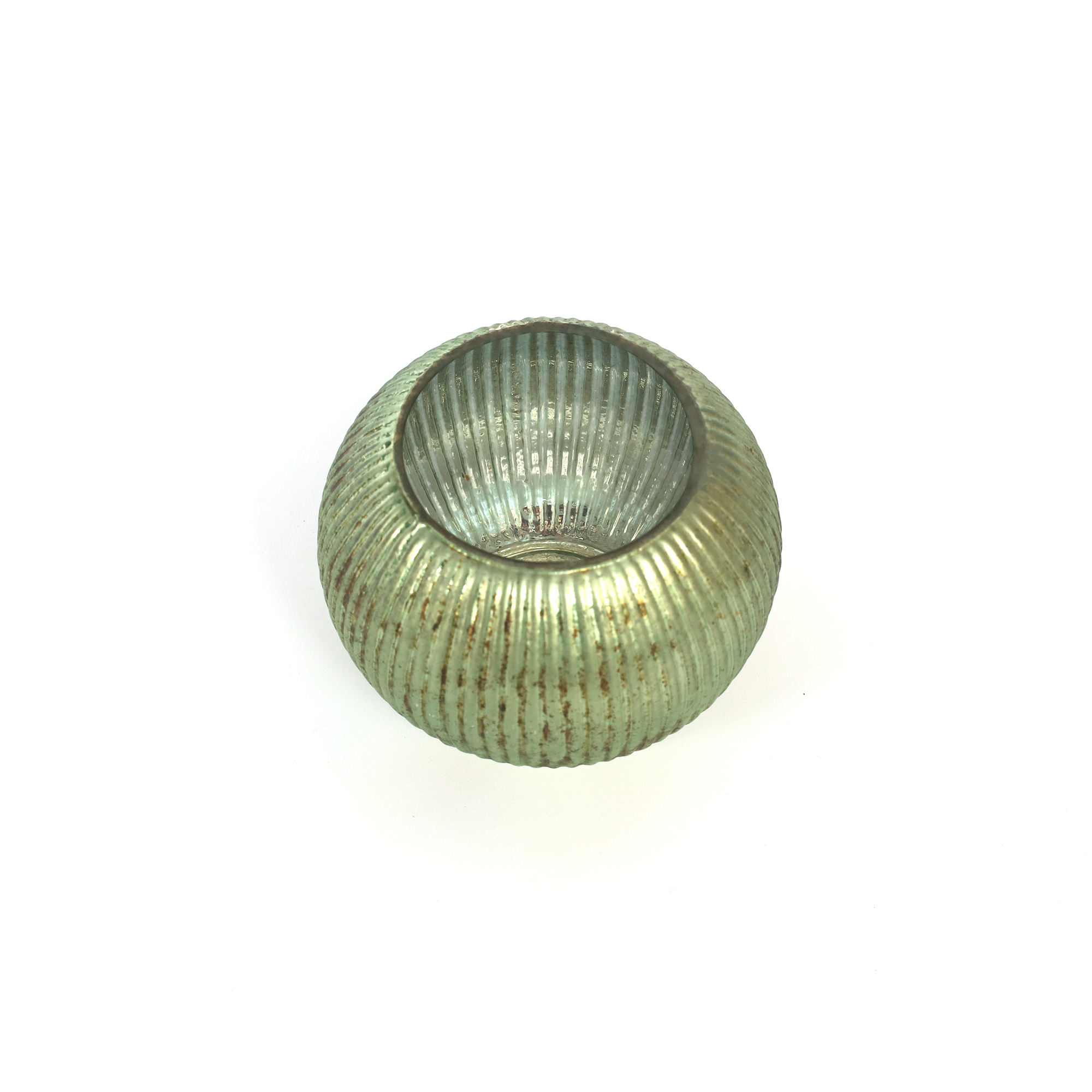 Windlicht 'Roule' grün-silber, Ø 14 cm, H 10 cm von fischer's lagerhaus