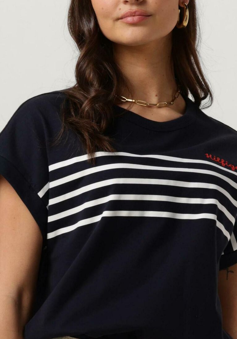 TOMMY HILFIGER donkerblauwe tommy hilfiger t-shirt tlx stripe emb c-nk ss